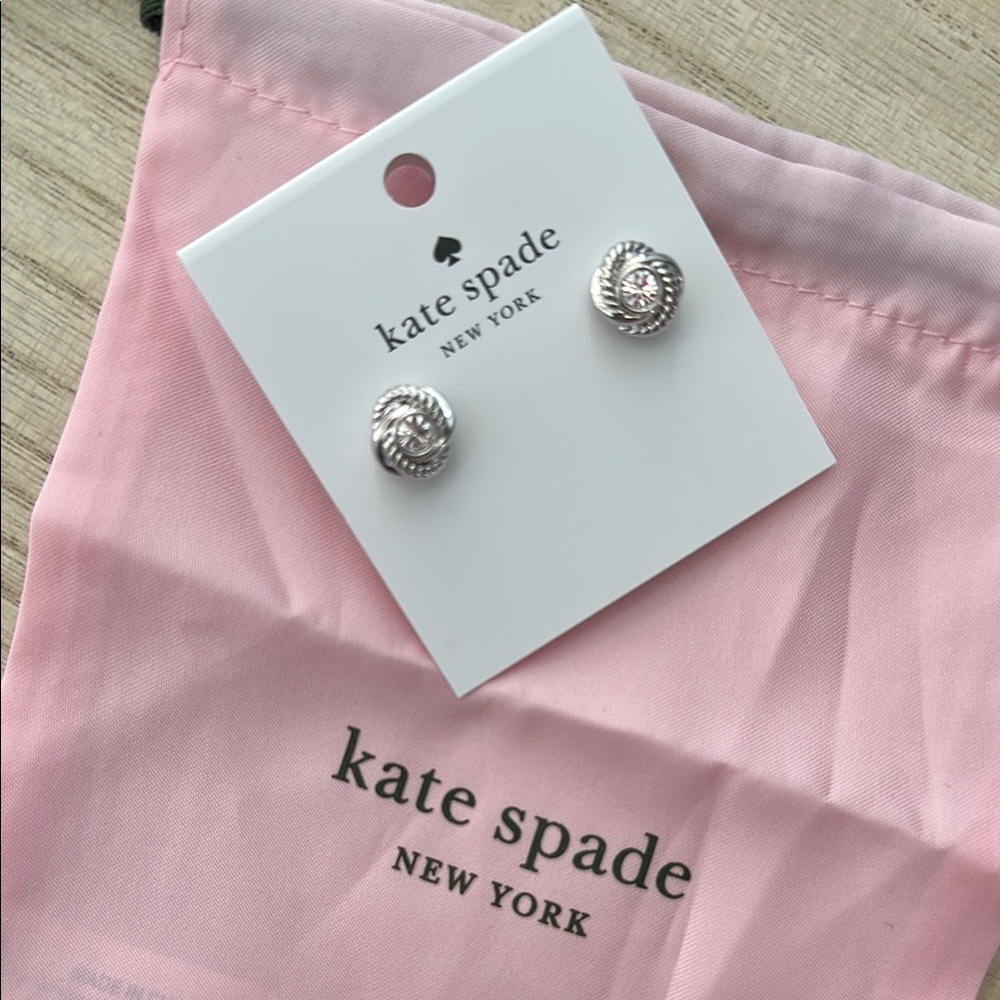 Kate Spade Silver Knot Stud Earrings - Pink Pouch